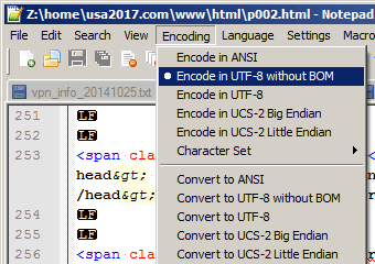 Encoding must be UTF-8 (without BOM).