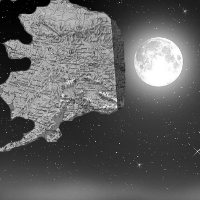 Alaska under the moon in the starry night