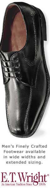 Men's Shoes in Extensive Widths and Sizes.
