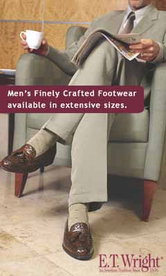 Men's finely crafted footwear available in extensive sizes. ET Wright. An American Tradition Since 1876.