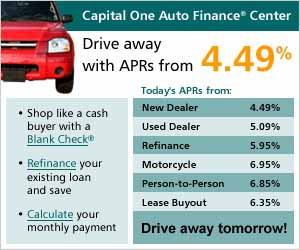 Capital One Auto Finance Center. Drive away with APRs from 4.49%. Drive away tomorrow!