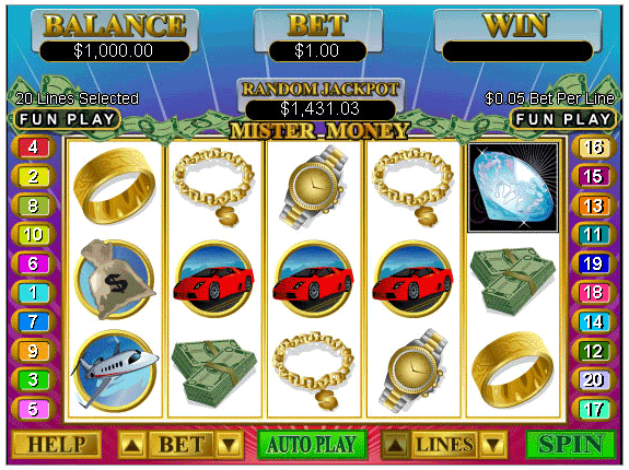 Mister Money game at Slotastic Online Casino! One click and you may win $8!