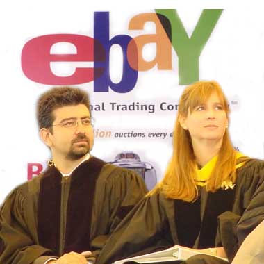 eBay. Pierre Omidyar, eBay's founder. Nice Pam Omidyar, his wife.