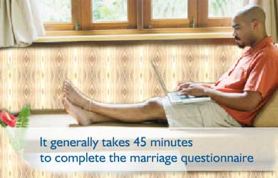 It generally takes 45 minutes to complete the marriage questionnaire.