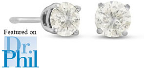 1/2ct Diamond Stud Earrings in 14k White Gold. Featured on Dr.Phil.