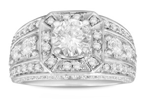 2 1/3 Carat Fine Diamond Engagement Ring In 14 Karat White Gold