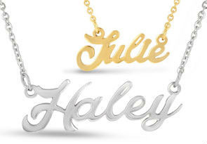 Nameplate Necklace In Silver and Gold.