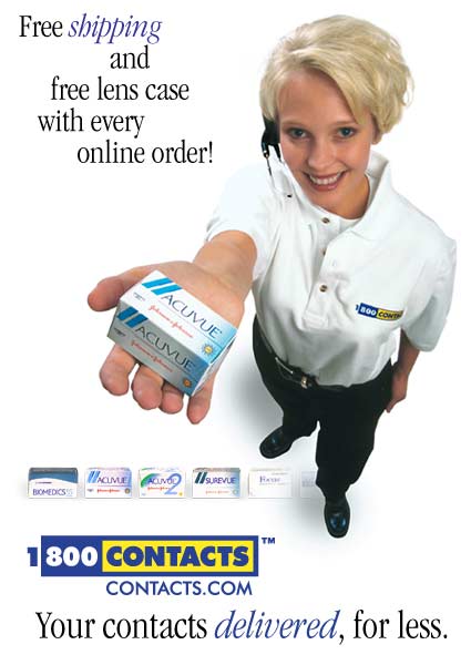 1-800 Contacts. Free shipping and free lens case with every online order! Acuvue. Your contacts delivered for less.